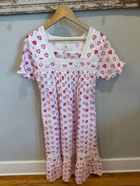 Printfresh Organic‎ Cotton Candy Heart Print Nightgown Dress Size Medium EUC